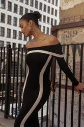 Helen Off Shoulder Contrast Maxi Dress